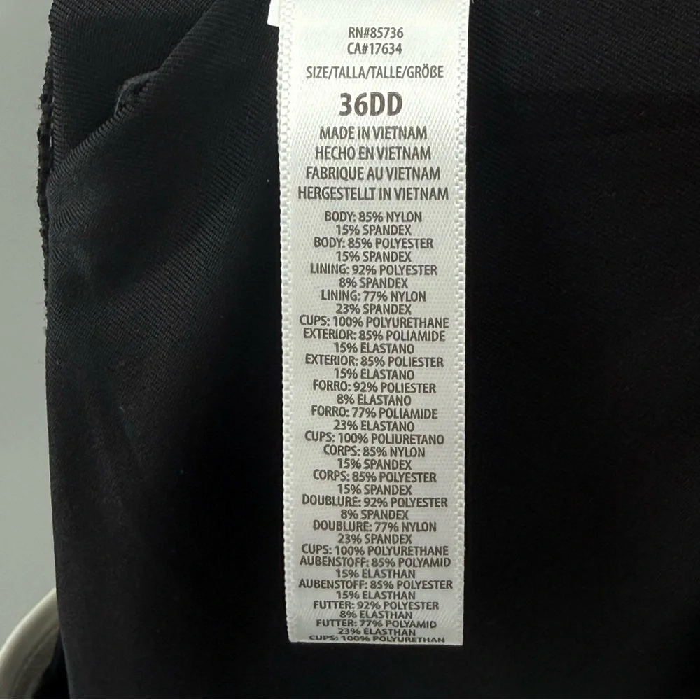 NWT Coco Reef V-Neck Notch Black With White Trim Minimalist Swimsuit Size 36DD - Picture 10 of 12